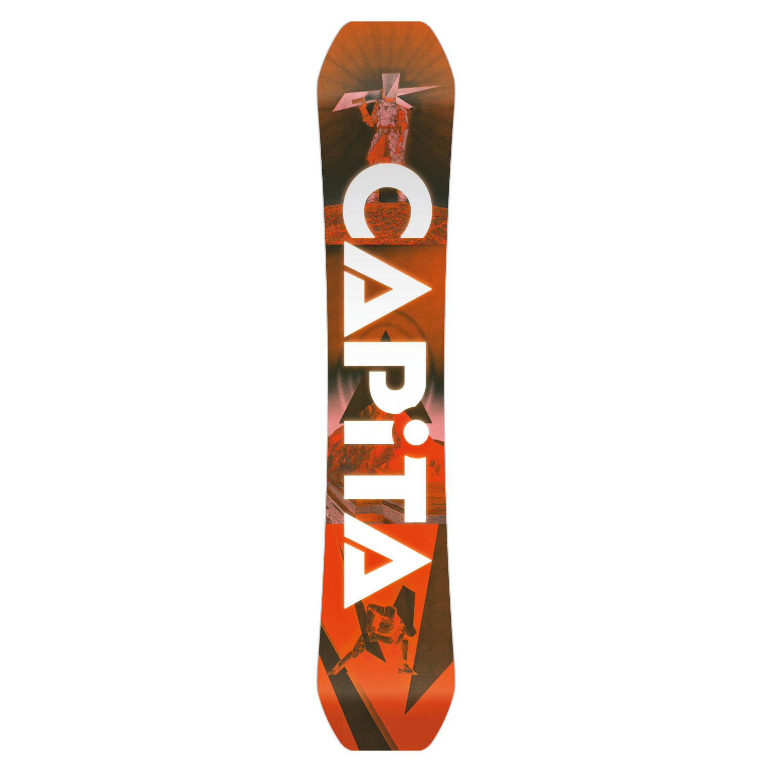 steve's snow store wollongong - Orange and brown snowboard with 'Capita' branding on a white background