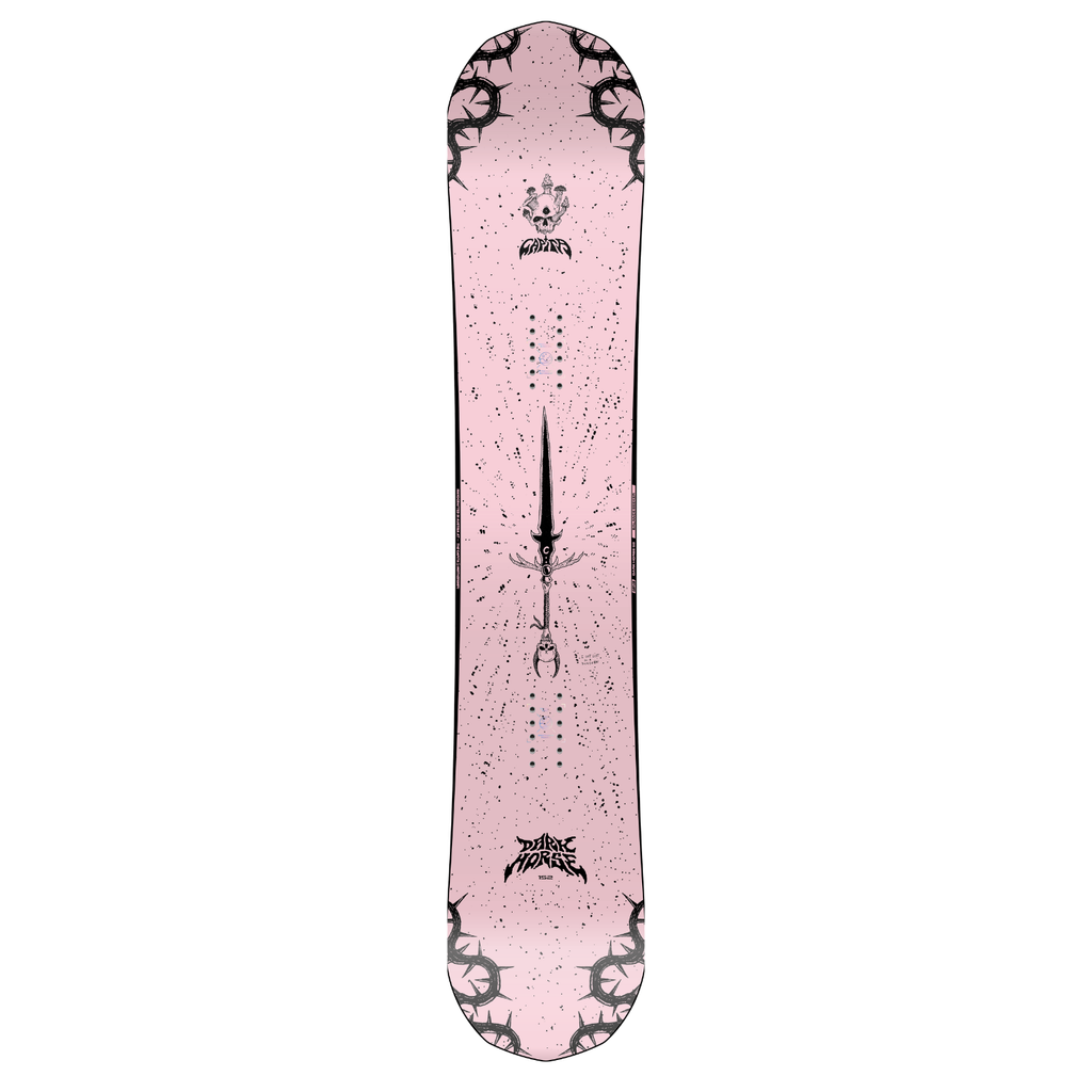 Steve's snow store Wollongong - Pink snowboard with black patterns on a white background