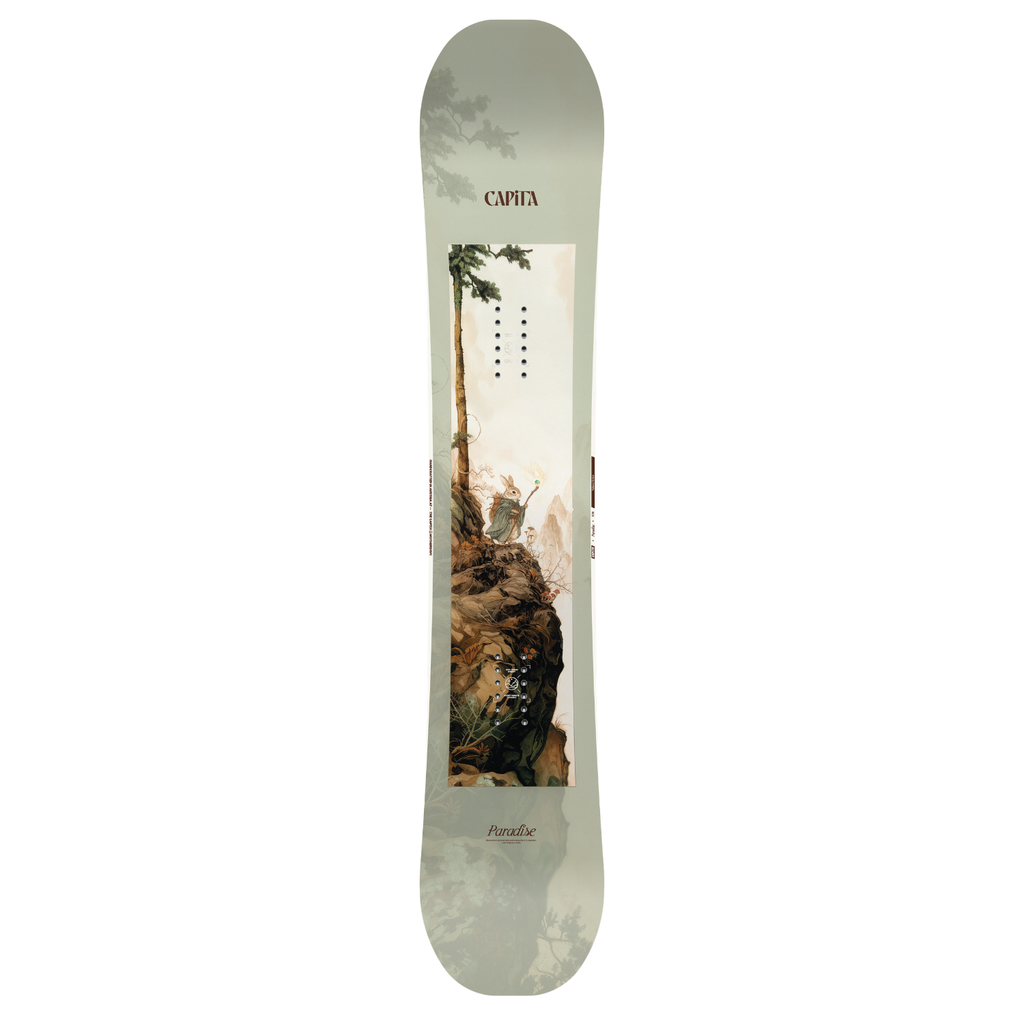 Steve's snow store Wollongong - Snowboard with a scenic design on a white background