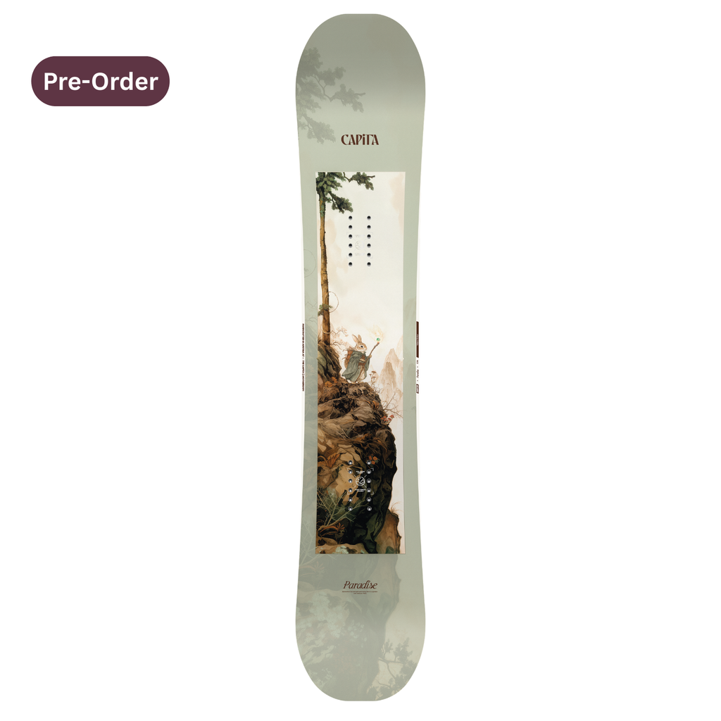 Steve's snow store Wollongong - Snowboard with a scenic design on a white background