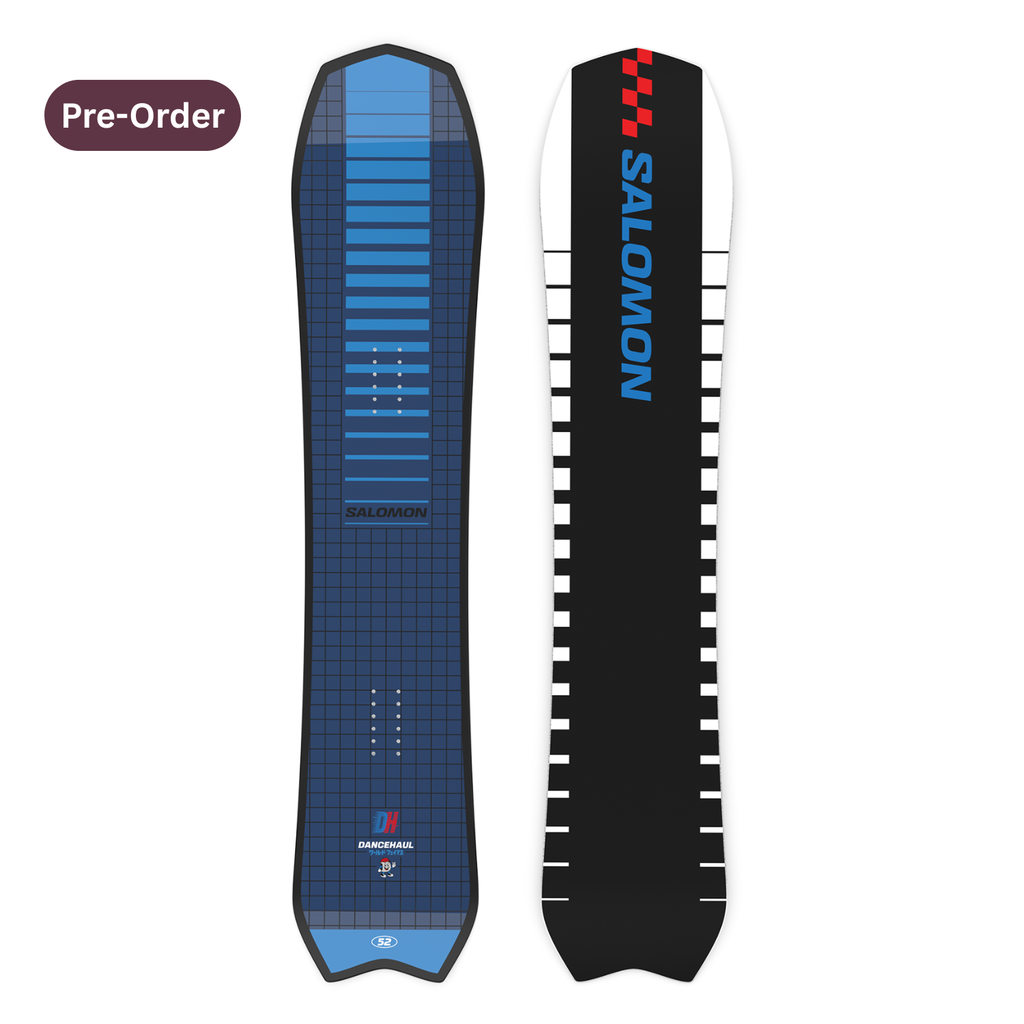 Steve's Snow Store Wollongong - Two views of a snowboard with Salomon branding on a white background