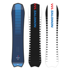 Steve's Snow store Wollongong -Salomon snowboard with blue and black design on a white background