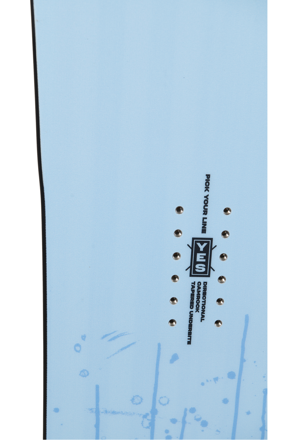 Steve's snow store Wollongong -Light blue snowboard with 'YES' and brand logo on a white background