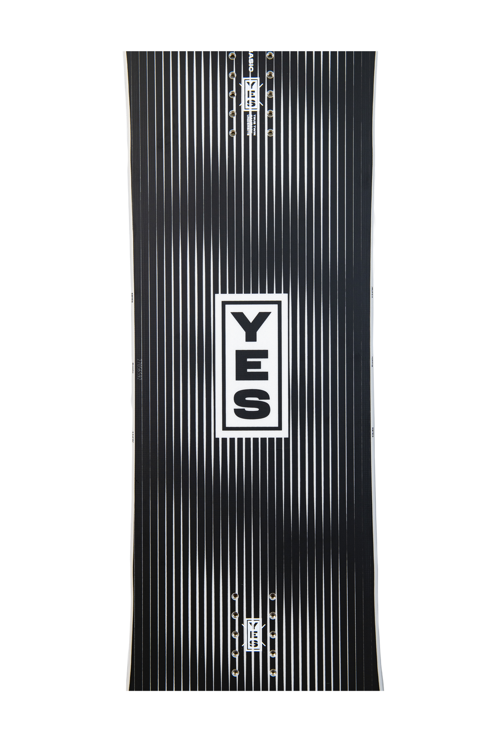 Steve's snow store Wollongong - Black snowboard with 'YES' logo on a white background